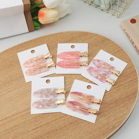 Pinzas para el Cabello de Acetato Rosa Flor de Cerezo Mármol sin Rastro Horquillas de Maquillaje Para Mujeres Niñas Hecho a Mano Dulces Accesorios para el Cabello