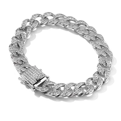 925 Sterling Silver D Color Moissanite Cuban Link Bracelet Full Diamond Men Retro Luxury Hand Jewelry Iced Out Chain