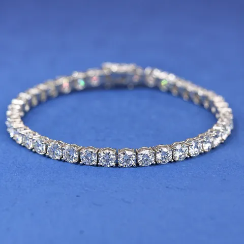 Luxury 925 Sterling Silver Moissanite Tennis Bracelet For Women Men Sparkling Round Cut Stone Tennis Chain Elegant Jewelry