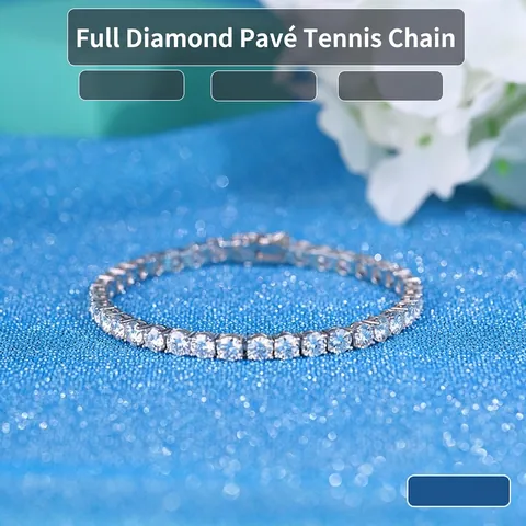 Luxury 925 Sterling Silver Moissanite Tennis Bracelet For Women Men Sparkling Round Cut Stone Tennis Chain Elegant Jewelry