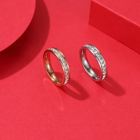 Titanstahl Strass Ring Für Damen Minimalistisch Eternity Band Funkelnder Nischenmodeschmuck Schlichte Ringe
