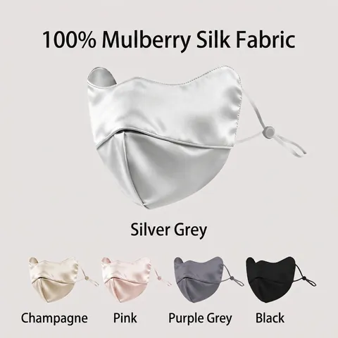 100% Mulberry Silk Sun Protection Mask 19 Momme UV Protection Facekini Breathable Adjustable Silk Mask For Women Outdoor