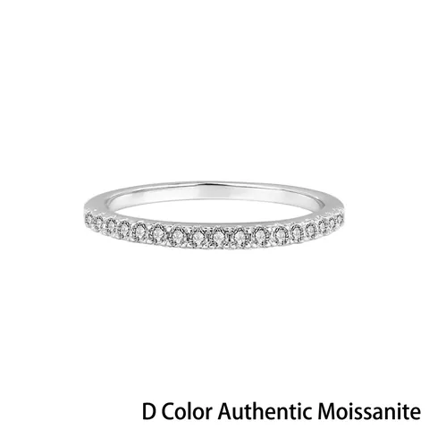 Minimalist 925 Sterling Silver Moissanite Ring Eternity Row Alignment Stackable Band For Women Platinum Silver Wedding Engagement Jewelry Gift
