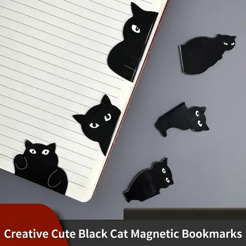 Schattige Zwarte Kat Magnetische Bladwijzers Voor Kattenliefhebbers Studenten Leraren School Stationery Grappige Kittens