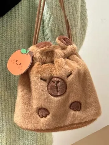 Bolso Bandolera Cilíndrico De Hilo De Coser De Peluche Pequeño Y Lindo Para Mujeres