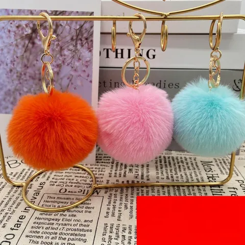 Porte-clés Pompon en Fausse Fourrure Peluche Charme de Sac Avec Fermoir en Métal Pour Femmes Accessoires de Bijoux de Mode