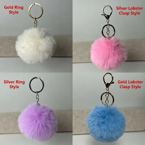 Fashion 7Cm Imitation Rex Rabbit Fur Small Ball Keychain