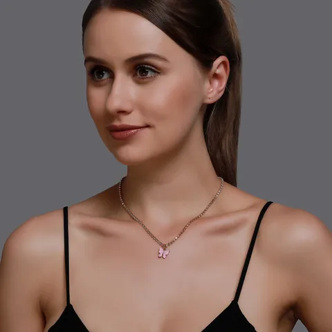 Elegante Collana con Ciondolo a Farfalla in Lega per Donna Choker a Catena Tennis in Strass Minimalista Gioielli di Moda