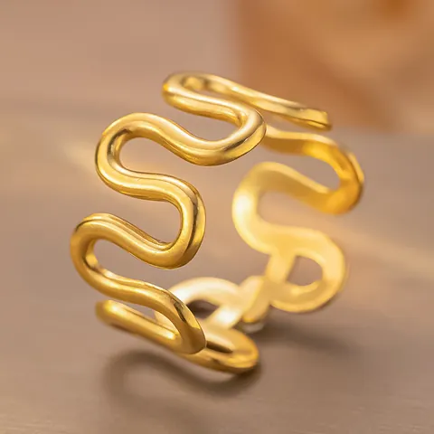 Retro Pentagram Hartvorm Vlinder 304 Roestvrij Staal Plating Uitgeholde Open Ring