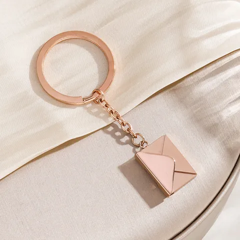 Stainless Steel Three-dimensional Detachable Envelope Letter Keychain Glossy Engravable Pendant Anti-lost Anti-theft