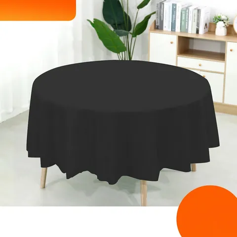 Disposable Round PEVA Tablecloth Waterproof Oil-proof Solid Color Gingham Table Cover For Birthday Party Wedding Home