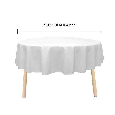 Disposable Round PEVA Tablecloth Waterproof Oil-proof Solid Color Gingham Table Cover For Birthday Party Wedding Home
