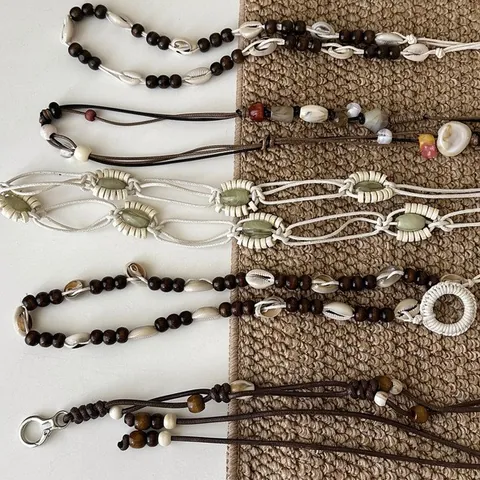 Bohemian Brown Woven Waist Chain For Women Vintage Ethnic Beaded Belt With Shell Wood Beads For Dresses Jeans Decorative Waist Rope Accessory