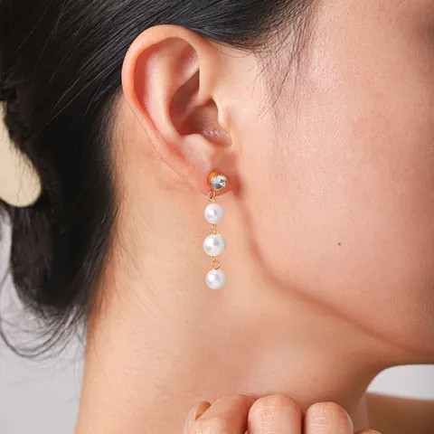 Orecchini a Bottone in Acciaio Inossidabile 304 Con Perla Artificiale Strass per Donna Eleganti Orecchini a Pendente con Nappina