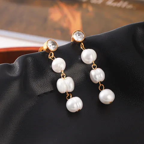 Orecchini a Bottone in Acciaio Inossidabile 304 Con Perla Artificiale Strass per Donna Eleganti Orecchini a Pendente con Nappina