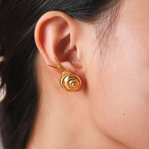 Orecchini a Bottone a Forma di Chiocciola Animale in Acciaio Inossidabile 304 Placcato Oro Vero per Donna Gioielli alla Moda Personalizzati