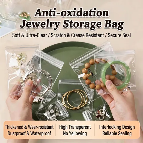 Anti-Oxidation Jewelry Storage Pouch Transparent Ziplock Packaging Bags For Earrings Necklaces Small Protective Organizer Bag