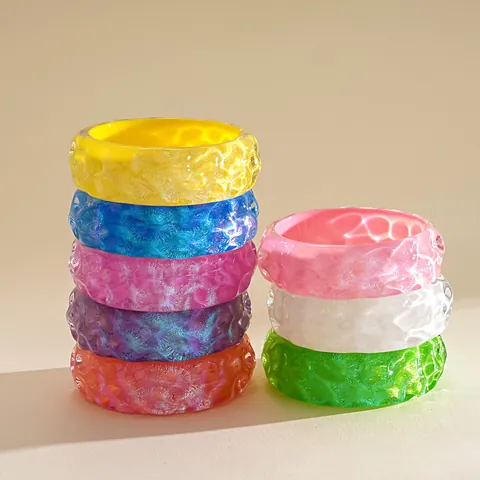 Europees Amerikaanse Dopamine Stijl Hars Irillerende Geplooide Ronde Armband Veelkleurige Inkt-Wassing Bangle Voor Vrouwen Mode Sieraden
