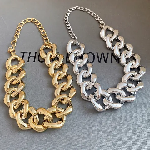 European Vintage Chunky Chain Necklace For Women Personalized Fashion Choker Luxury Elegant Statement Plastic Resin Jewelry Neck Accessory Adjustable