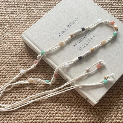 Bohemian Ethnic Handmade Woven Cotton Rope Resin Beaded Waist Chain Necklace Multicolor Tassel Belt For Women Daily Vacation Jewelry