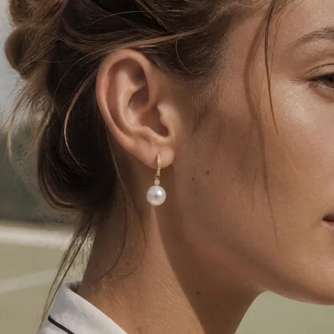 Stainless Steel Pearl Zirconia Drop Earrings For Women Lightweight Luxury Design Gold Plated Inlaid Artificial Pearl Jewelry