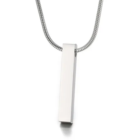 Minimalistische Roestvrijstalen Staaf Hanger Ketting 3D Geometrische Verticale Pilaar Slangenketting Voor Heren Dames Unisex Sieraden
