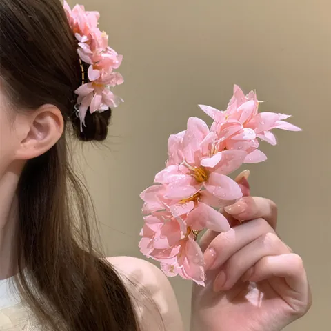 Fabric Flower Hair Stick New Chinese Style Handmade Floral Hairpin For Women Vacation Sweet Cheongsam Hair Accessories