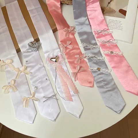 Süße Satin Schleife Schmetterling Halskette Für Damen Blumen Herz Anhänger Künstliche Perle Legierung Choker Krawatte Schmuck Zubehör