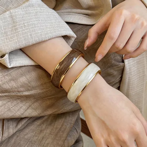 Westlicher Wellenstreifen Emaille Armreif Luxus Vergoldet Kupfer Zirkonia Geometrische Manschette Für Damen Schmuck