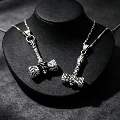 Viking Thor Hammer Pendant Stainless Steel Men Necklace Retro Mythology Mjolnir Celtic Knot Nordic Totem Mysterious Style Jewelry
