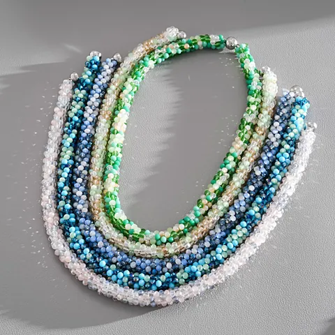 Fresh Crystal Glass Beaded Magnetic Clasp Necklace Bracelet Elegant Handwoven Choker Jewelry For Women Fashion Jewelry Gift