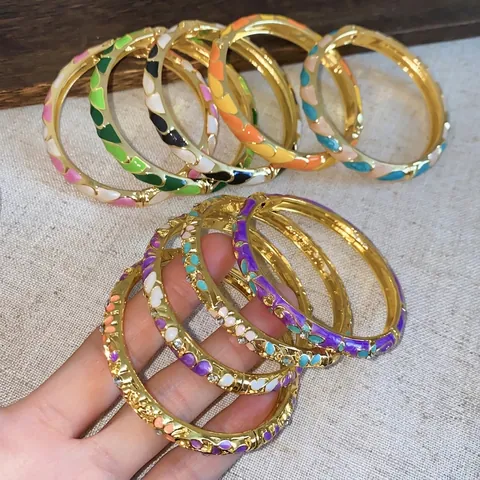 Braccialetto Rigido in Smalto Floreale Dorato in Stile Cinese Elegante Bracciale a Cerniera in Lega con Strass per Donna Gioielli
