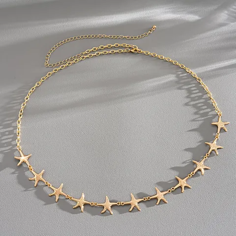 Collar de Estrella de Mar de Aleación de Hierro Chapado en Oro Vintage Cadena de Cintura Ajustable Cadena de Clavícula Joyería de Cuerpo Para Mujer