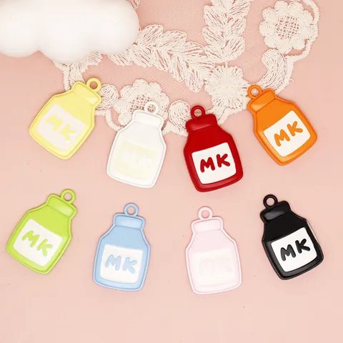 DIY Milk Box Alloy Enamel Pendants Cartoon Food Shape Jewelry Making Charms For Keychain Bag Accessories Women Girls Gifts