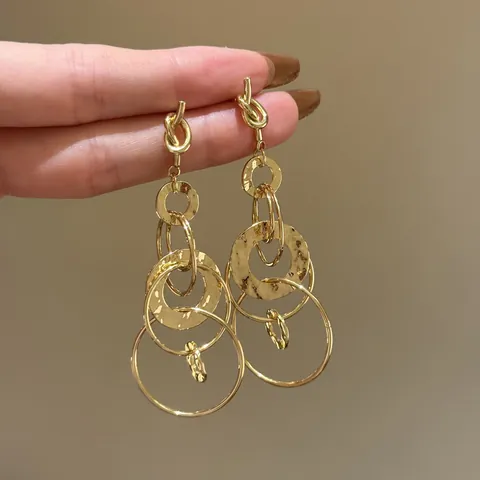 Mode Geometrische Hohle Kreis Quaste Ohrstecker Mit 925 Sterling Silber Stift Metall Galvanisierte Hängende Ohrringe Für Damen Schmuck