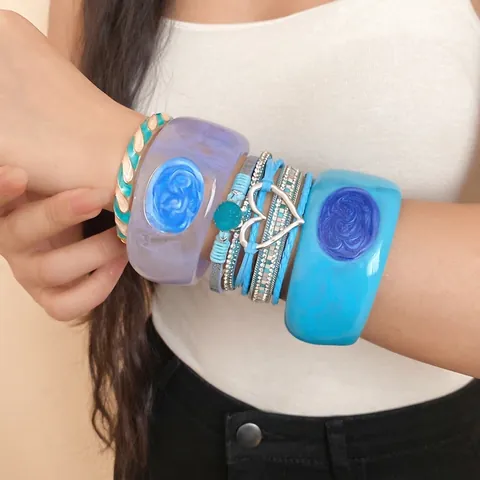 Europese Mode Hars Ronde Emaille Open Armring Vakantiestijl Armband Vrouwen Lichte Luxe Legering Strass Hart Charme