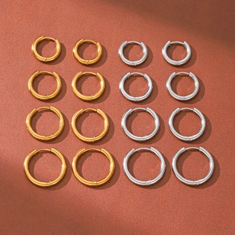 Minimalistische Roestvrijstalen Oorringen voor Dames Ins Stijl Eenvoudig Goud Zilver Verguld Hoogwaardige Dagelijkse Sieraden