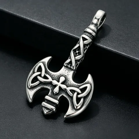 Wikingerwaffe Axt Dolch Anhänger Halskette Vintage Keltischer Knoten Totenkopf Edelstahl Herren Anhänger Für Alltag Party Geschenk