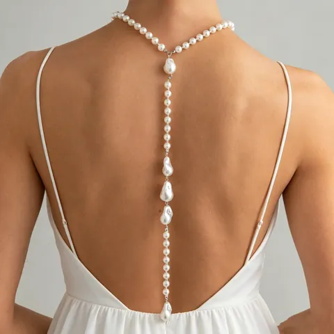 Baroque Multi-layer Artificial Pearl Body Chain Sexy Beach Bikini Shoulder Chain Alloy Jewelry For Women Vacation Party