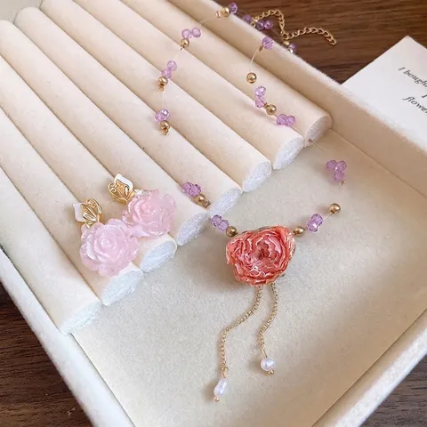 Élégant Collier Pendentif Fleur Éternelle Perlé Pour Femmes Doux Choker Floral Avec Perles Artificielles Bijoux