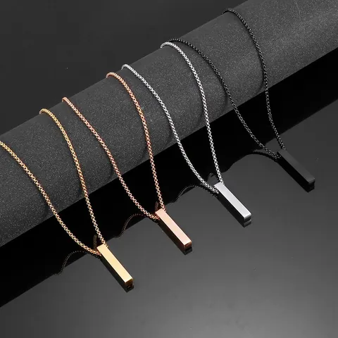 Minimalistische Geometrische Verticale Staaf Hanger Ketting Gepolijst Roestvrij Staal Sieraden Voor Heren Dames Accessoires