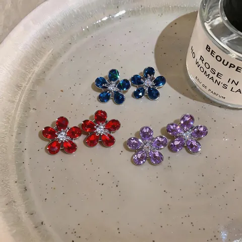 Luxuriöse S925 Sterlingsilber Ohrstecker-Stift Zirkonia Blume Ohrringe Für Damen Süßes Frisches Design Florale Kristall Ohrringe Schmuck