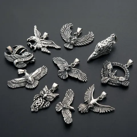 Vintage Amerikanisches Indianer Greifvogel Adler Anhänger Halskette Edelstahl Punk Gothic Keltischer Knoten Herren Schmuck Geschenk
