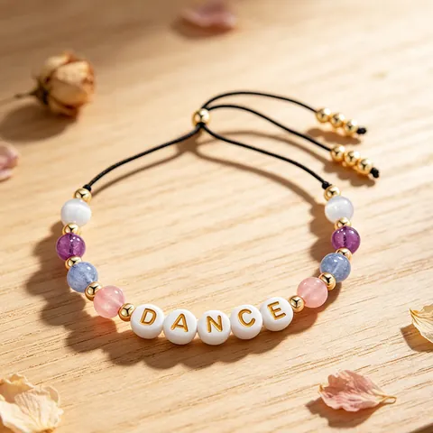Bracciale di Perline in Cristallo di Pietra Naturale Cordino Regolabile Regalo di Ritorno a Scuola Ispiratore per Studenti Insegnanti Gioielli