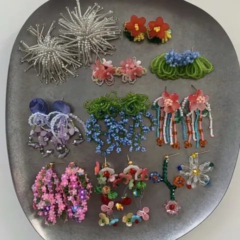 Handgemachte Glasperlen Blume Ohrstecker Mit Silber Ohrringpfosten Dopamin-Stil Böhmische Ohrhänger Für Damen Schmuck