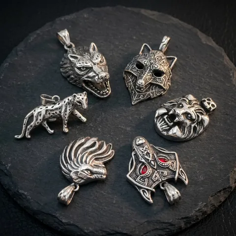 Nordische Mythologie Edelstahl Tier Anhänger Halskette Wolf Löwe Leopard Kopf Distressed Biker Schmuck Gotik Herren Retro Charme Halskette