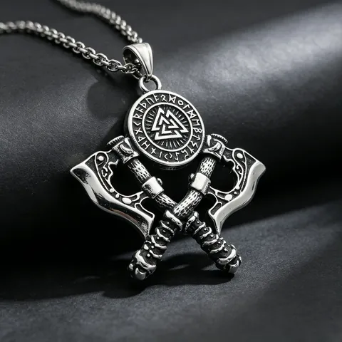 Hardcore Dark Viking Style Stainless Steel Pendant For Men Punk Street Skull Axe Baseball Bat Weapons Vintage Retro Silver Necklace Jewelry Accessories