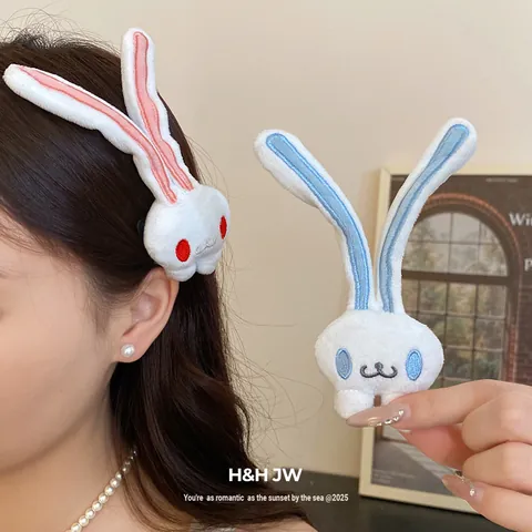 Mignonne Pince à Cheveux Bec de Canard en Peluche Lapin Canard Style Japonais JK Pince Latérale Accessoires de Cheveux en Tissu Faits à la Main