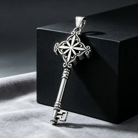 Vintage Stainless Steel Mystic Symbol Key Pendant Gothic Hecate Wheel Ouroboros Cross Snake Maze Necklace Pendant For Men Jewelry