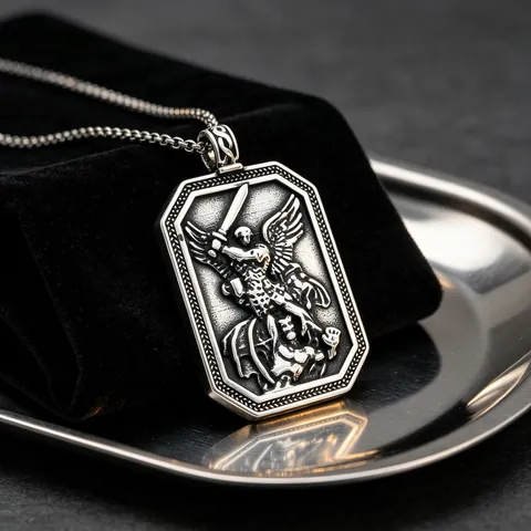 Vintage Stainless Steel Military Tag Pendant Eye of Horus Anubis Saint Michael Double-Headed Eagle Retro Religious Pendant Only